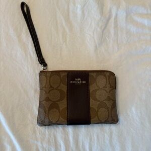 Coach Signature Brown Wristlet